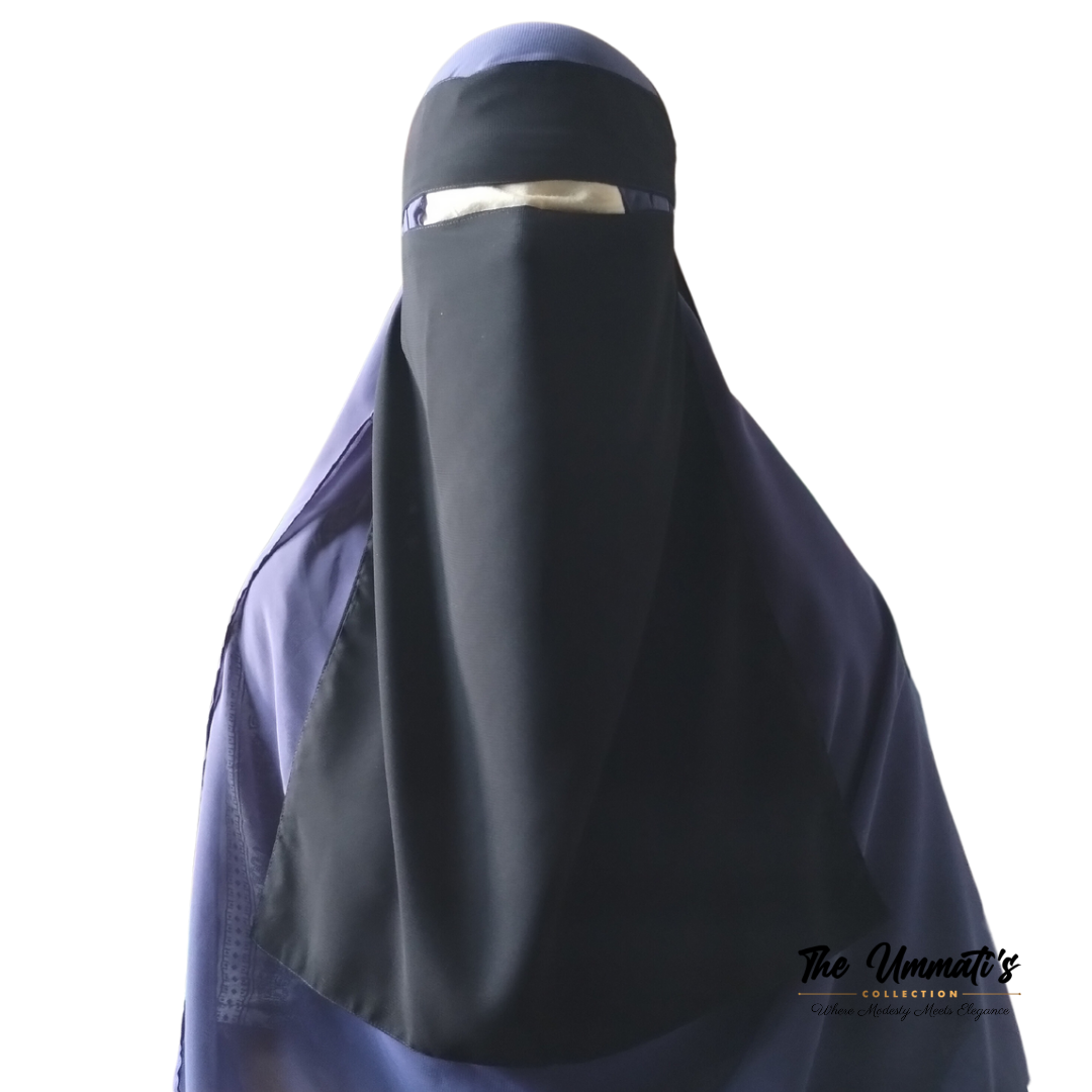 Elastic pull down Single Layer Niqab - Black