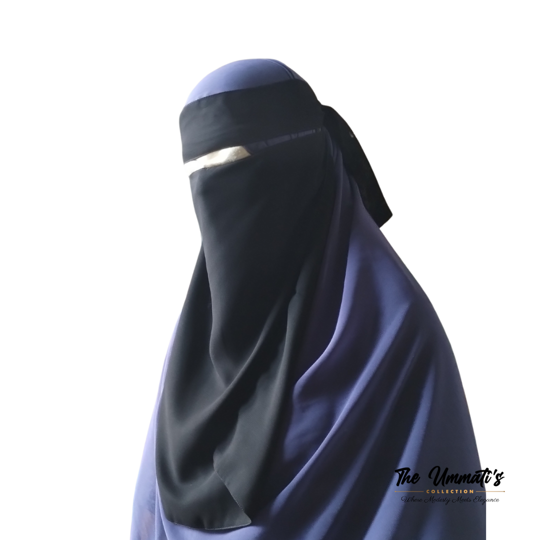 Elastic pull down Single Layer Niqab - Black