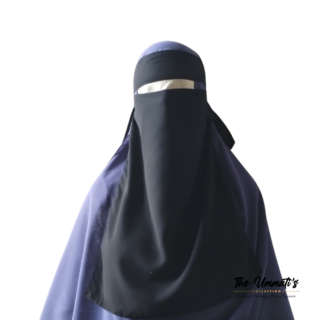 Elastic pull down Single Layer Niqab - Black