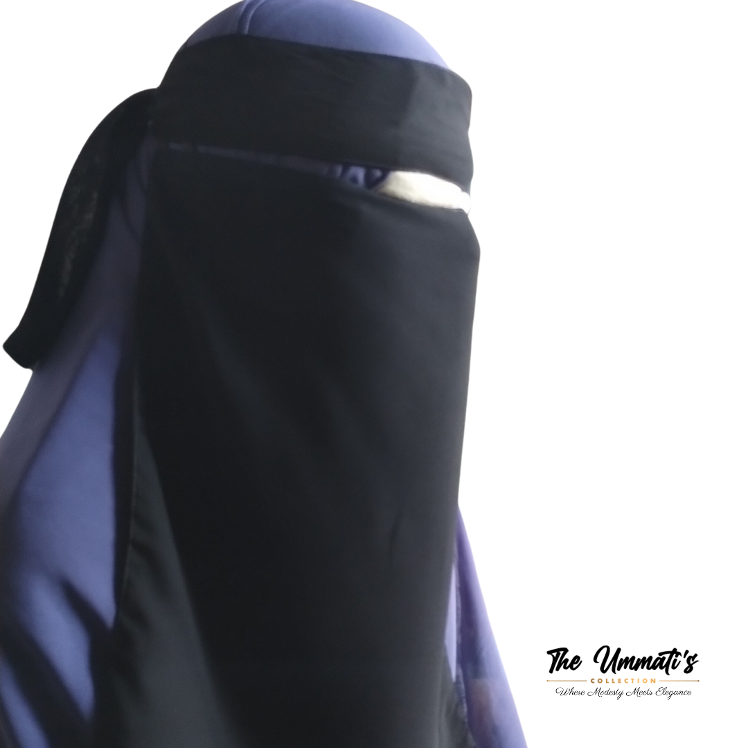 Elastic pull down Single Layer Niqab - Black