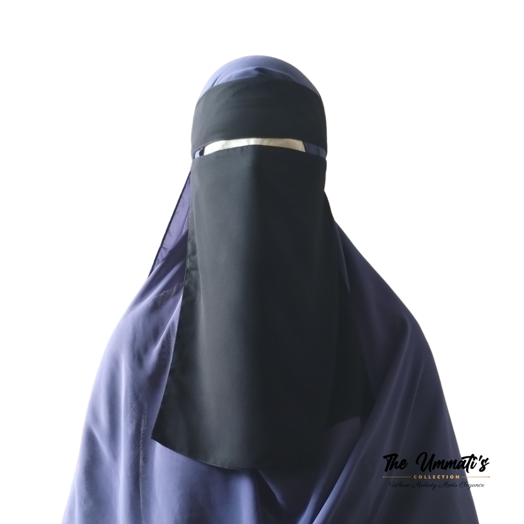 Elastic pull down Single Layer Niqab - Black