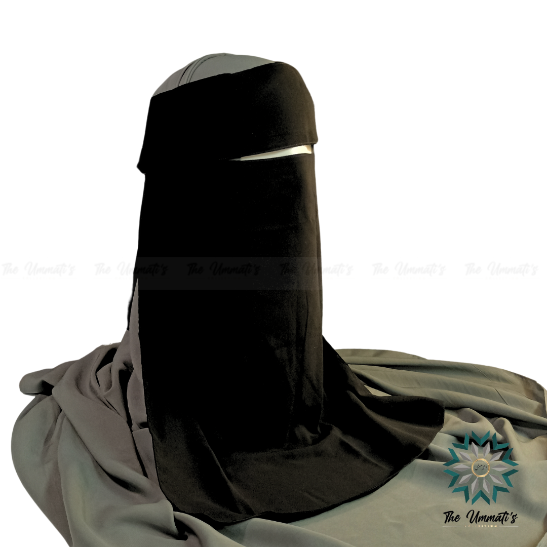 Flap Single Layer Niqab - Black