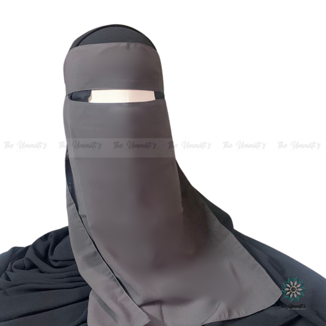 Long Single Layer Niqab (No Pinch) - Charcoal