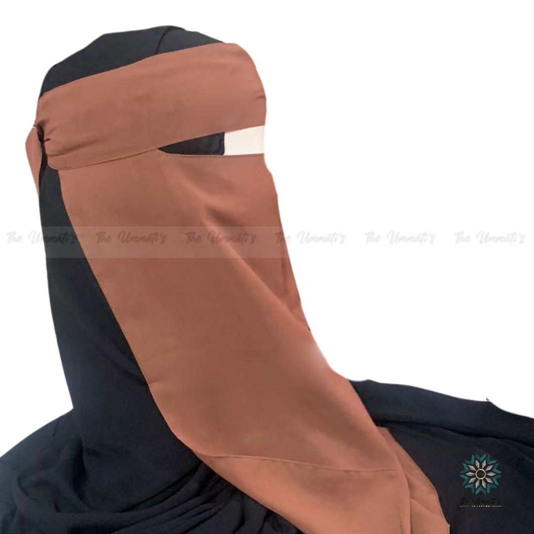 Long Single Layer Niqab (No Pinch) - Mocha