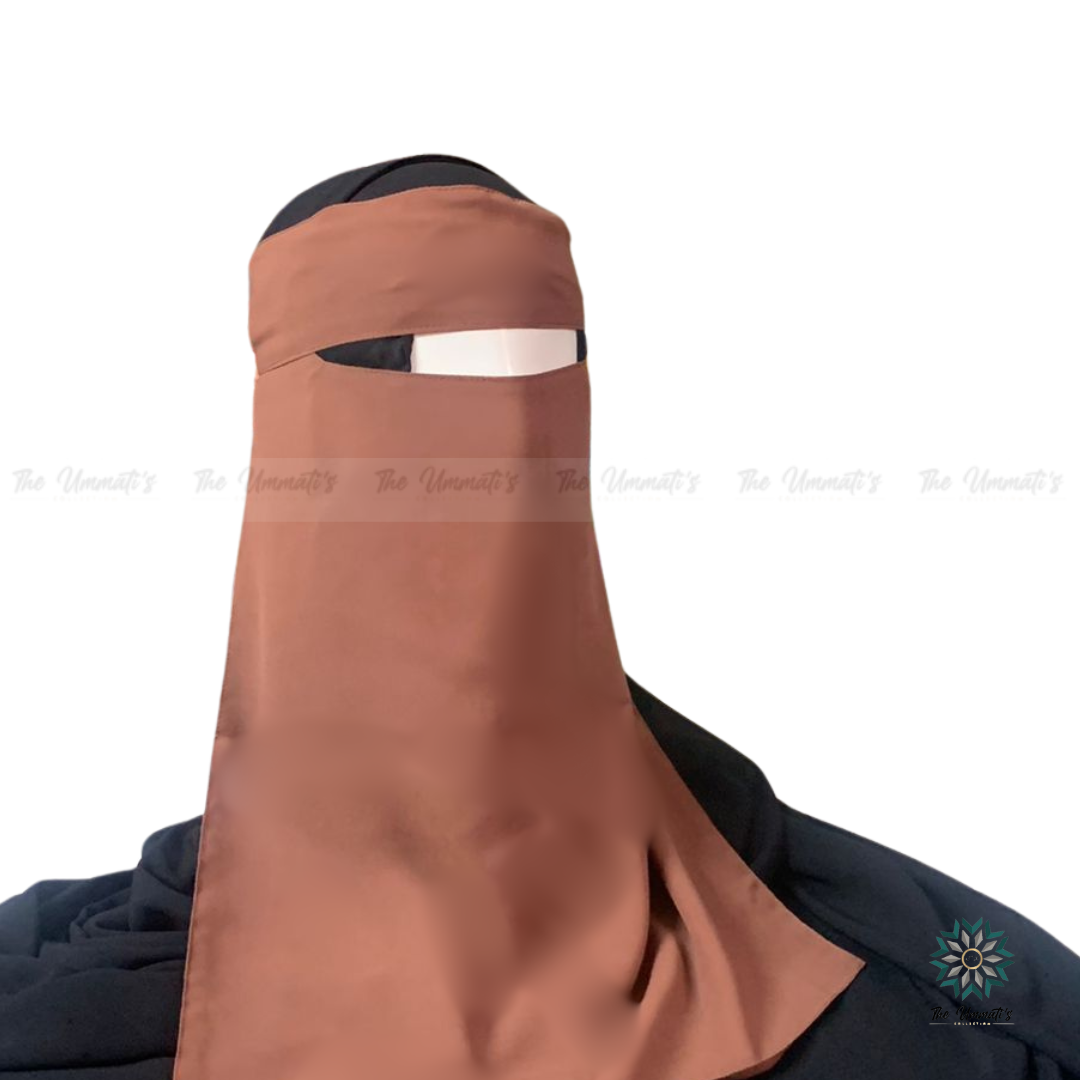 Long Single Layer Niqab (No Pinch) - Mocha