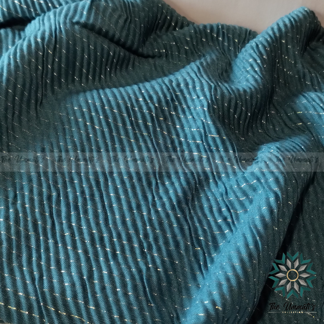 Gold Pinstripe Hijab - Teal