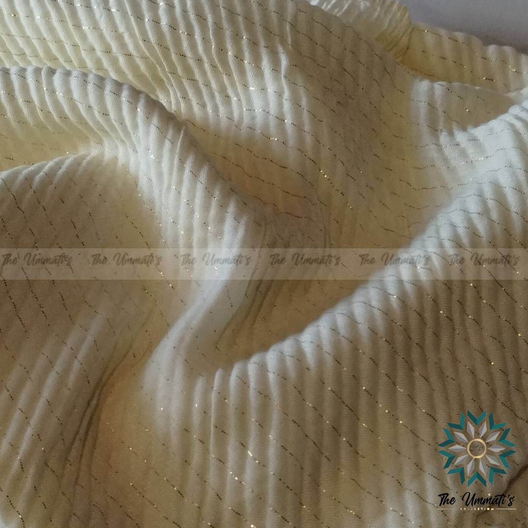 Gold Pinstripe Hijab - Cream