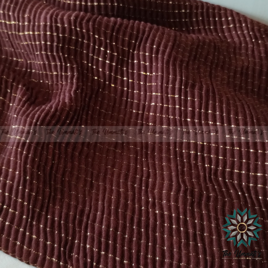 Gold Pinstripe Hijab - Maroon