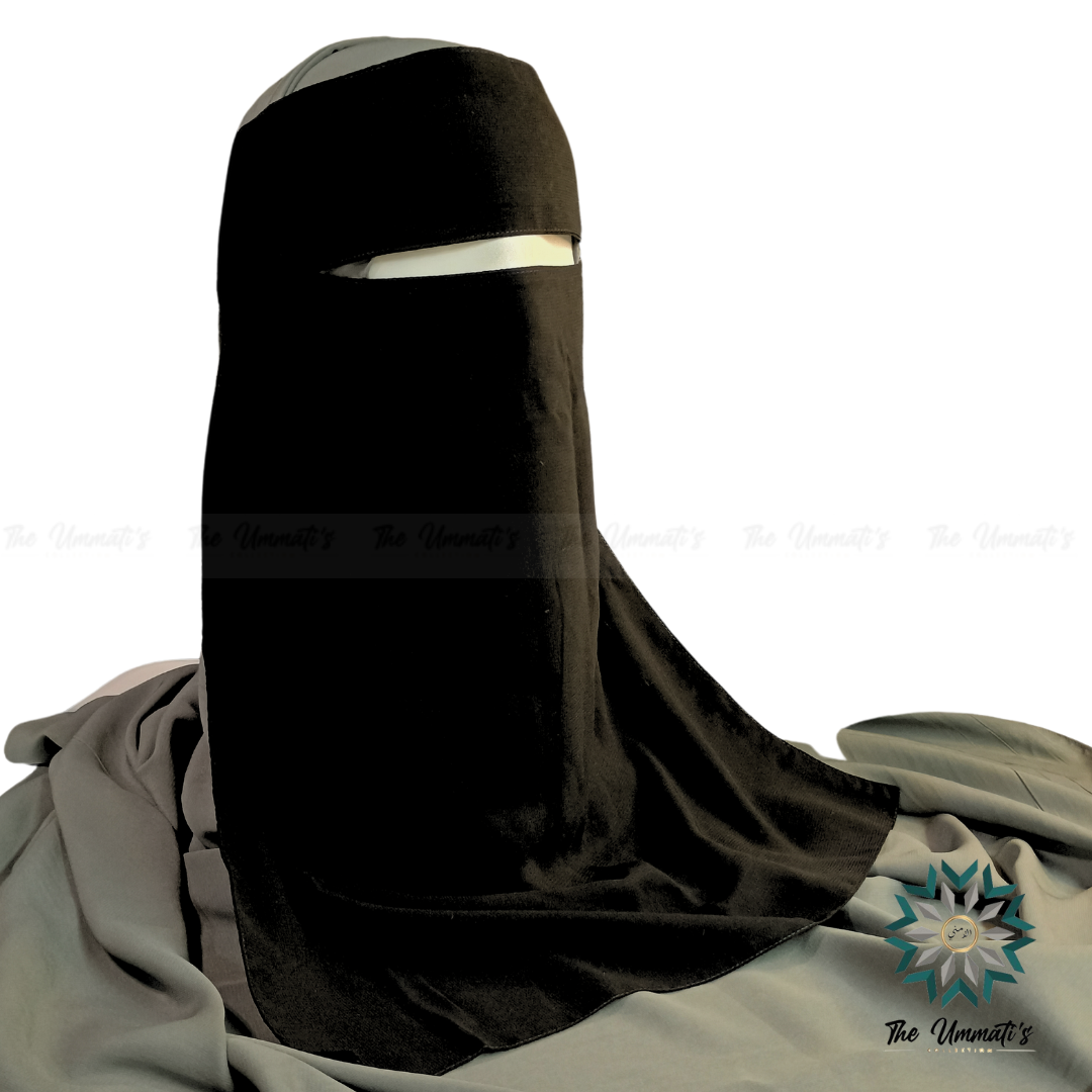 Flap Single Layer Niqab - Black