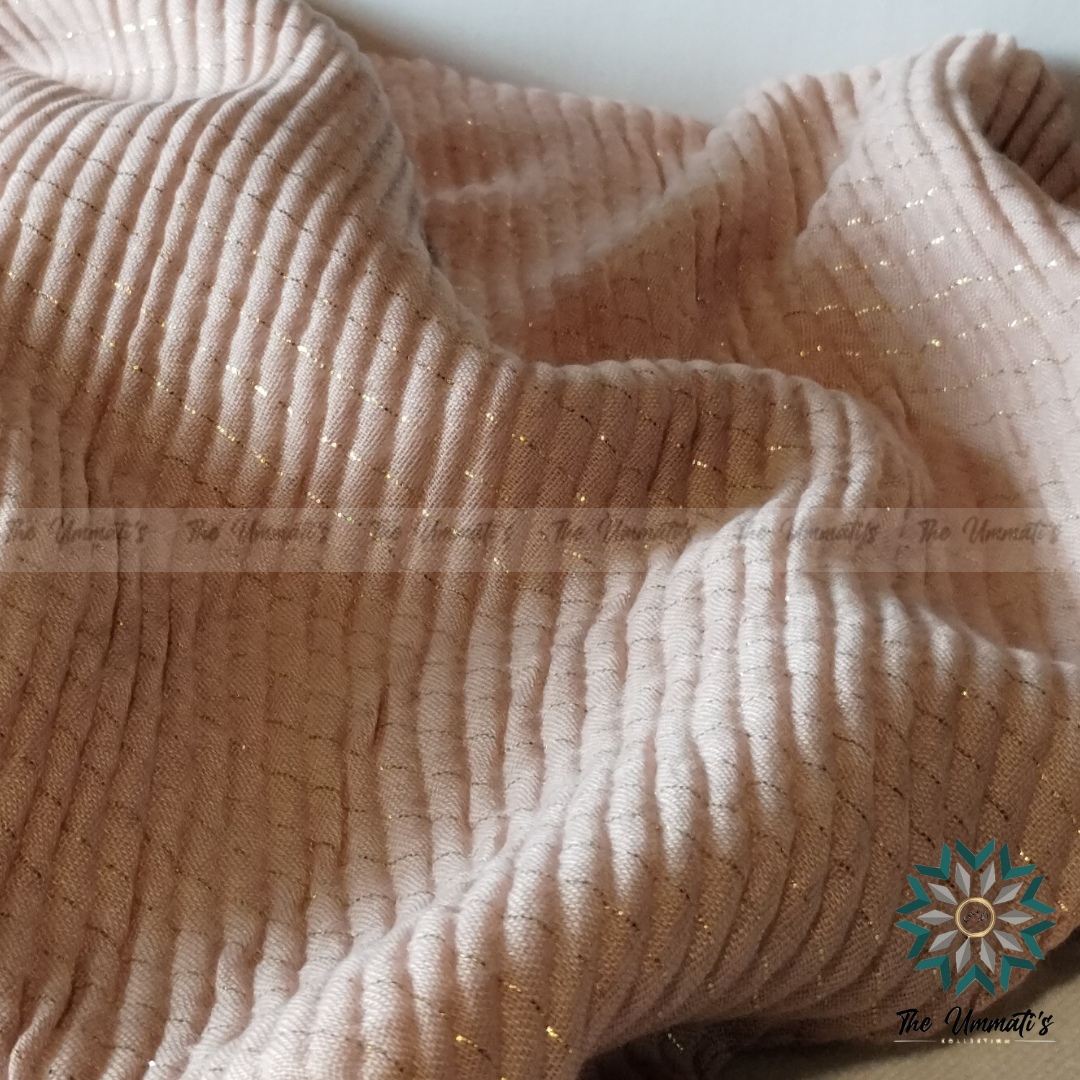 Gold Pinstripe Hijab - Powder Pink