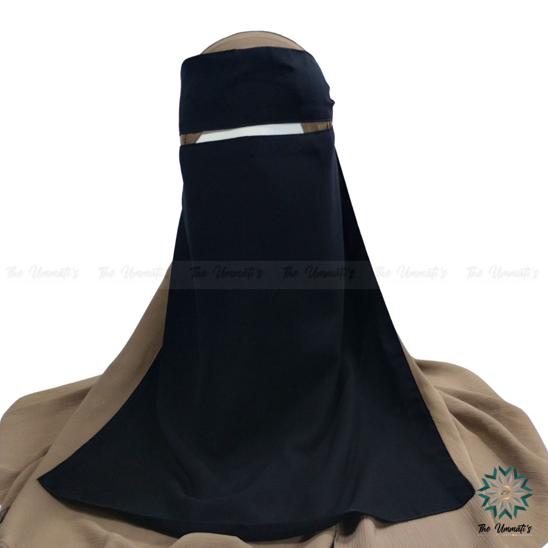 Elastic pull down Single Layer Niqab - Black