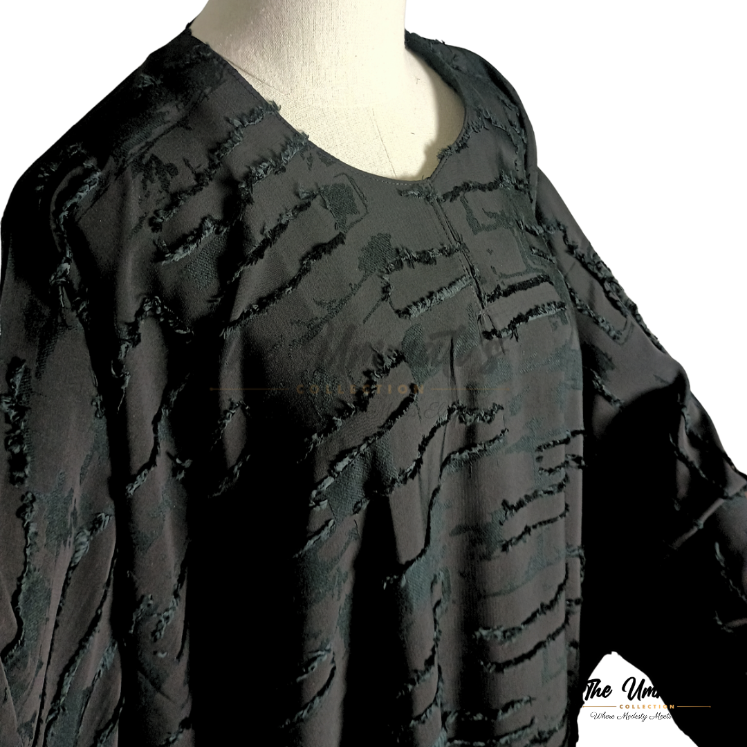 Bisht Textured Abaya - Black