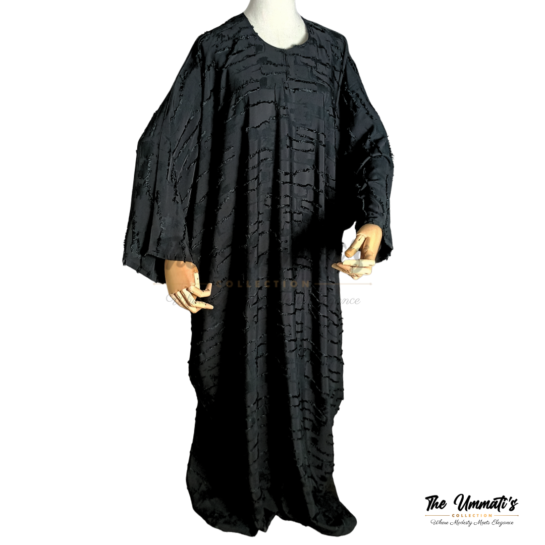 Bisht Textured Abaya - Black