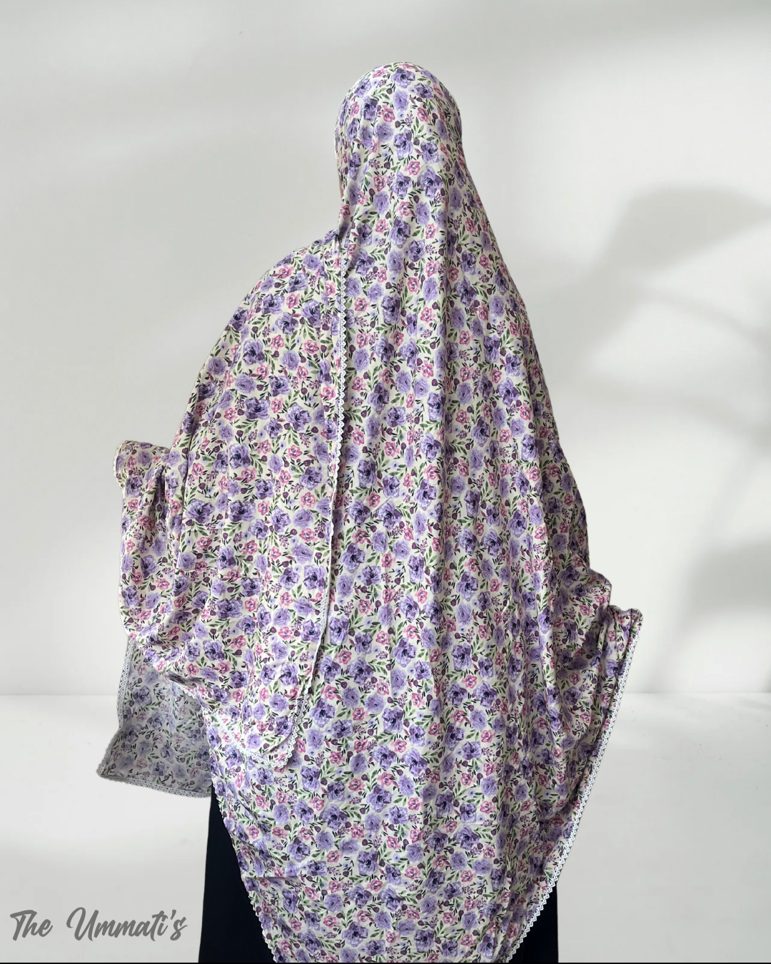 XL Prayer Hijab with Lace (Whispering Lilies)