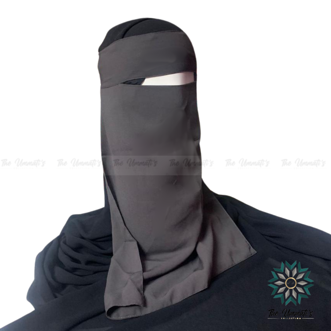 Long Single Layer Niqab - Charcoal