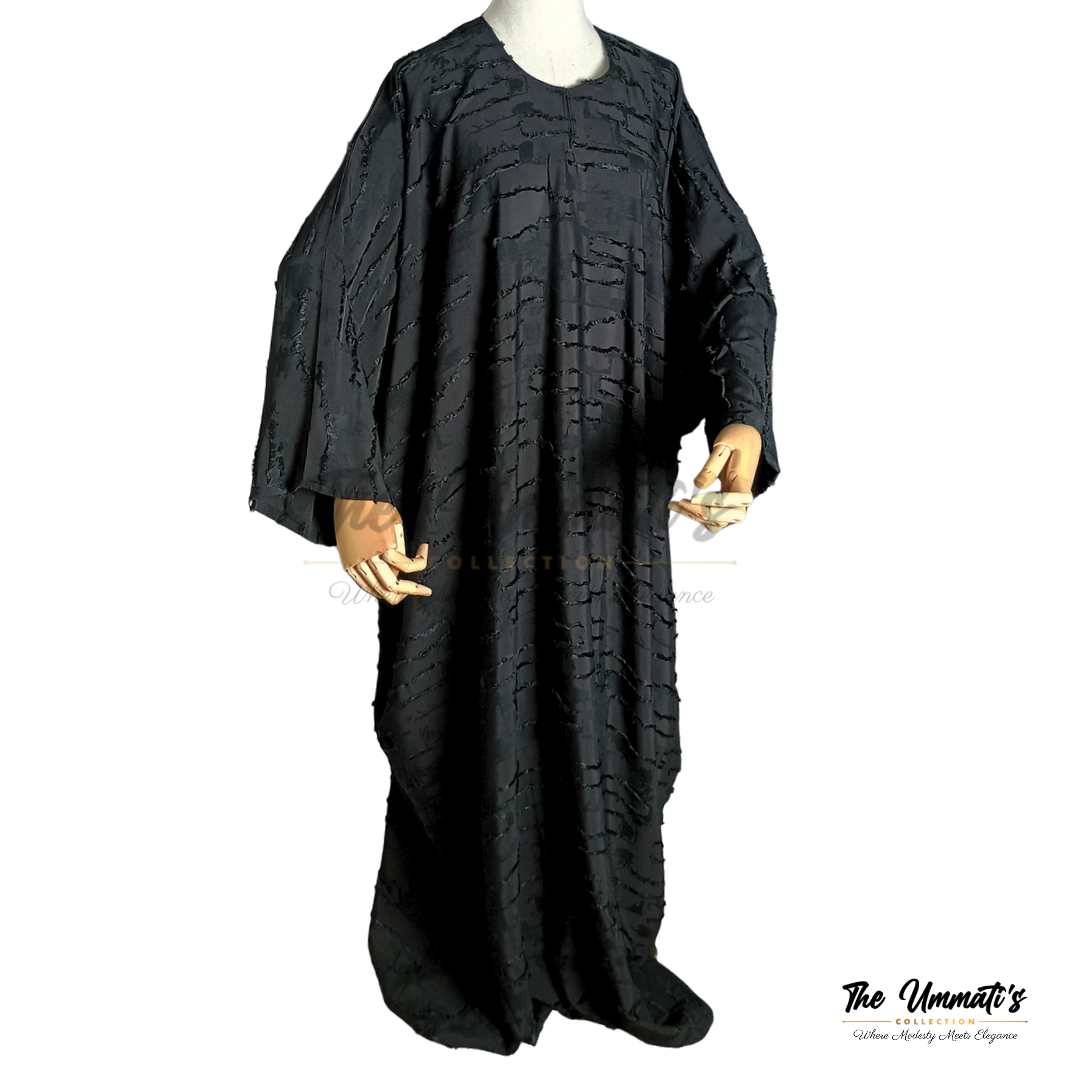 Bisht Textured Abaya - Black