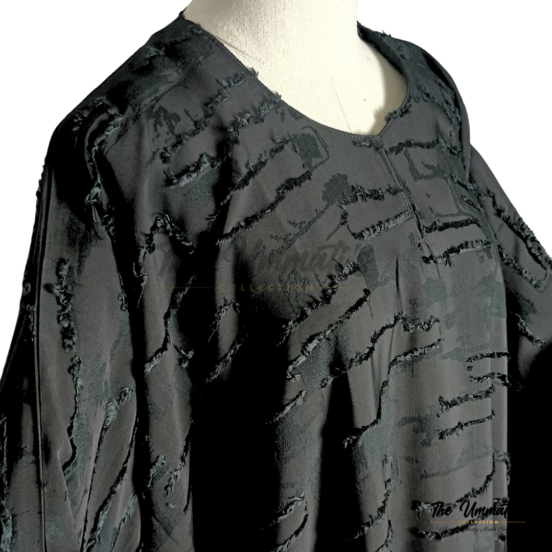 Bisht Textured Abaya - Black