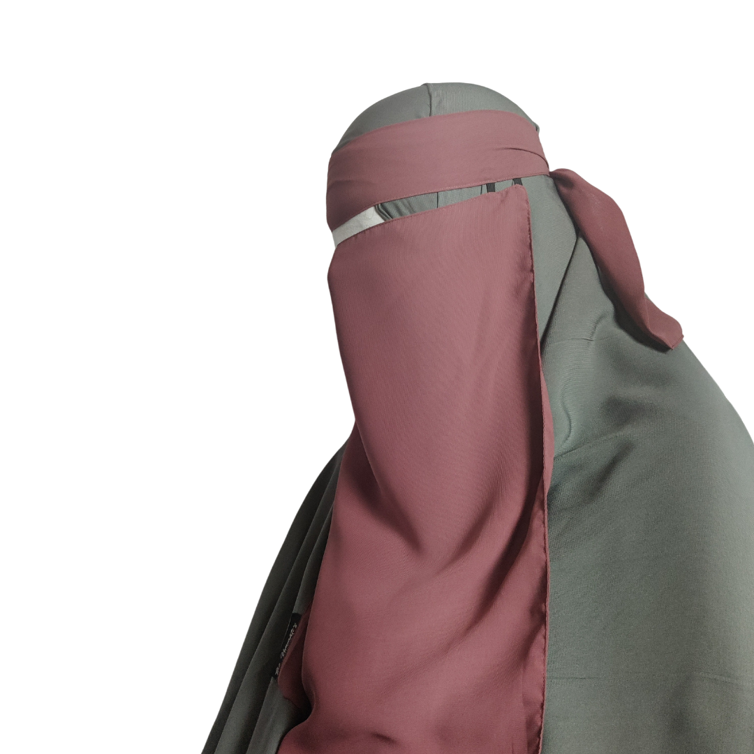 Elastic pull down Single Layer Niqab - Rose