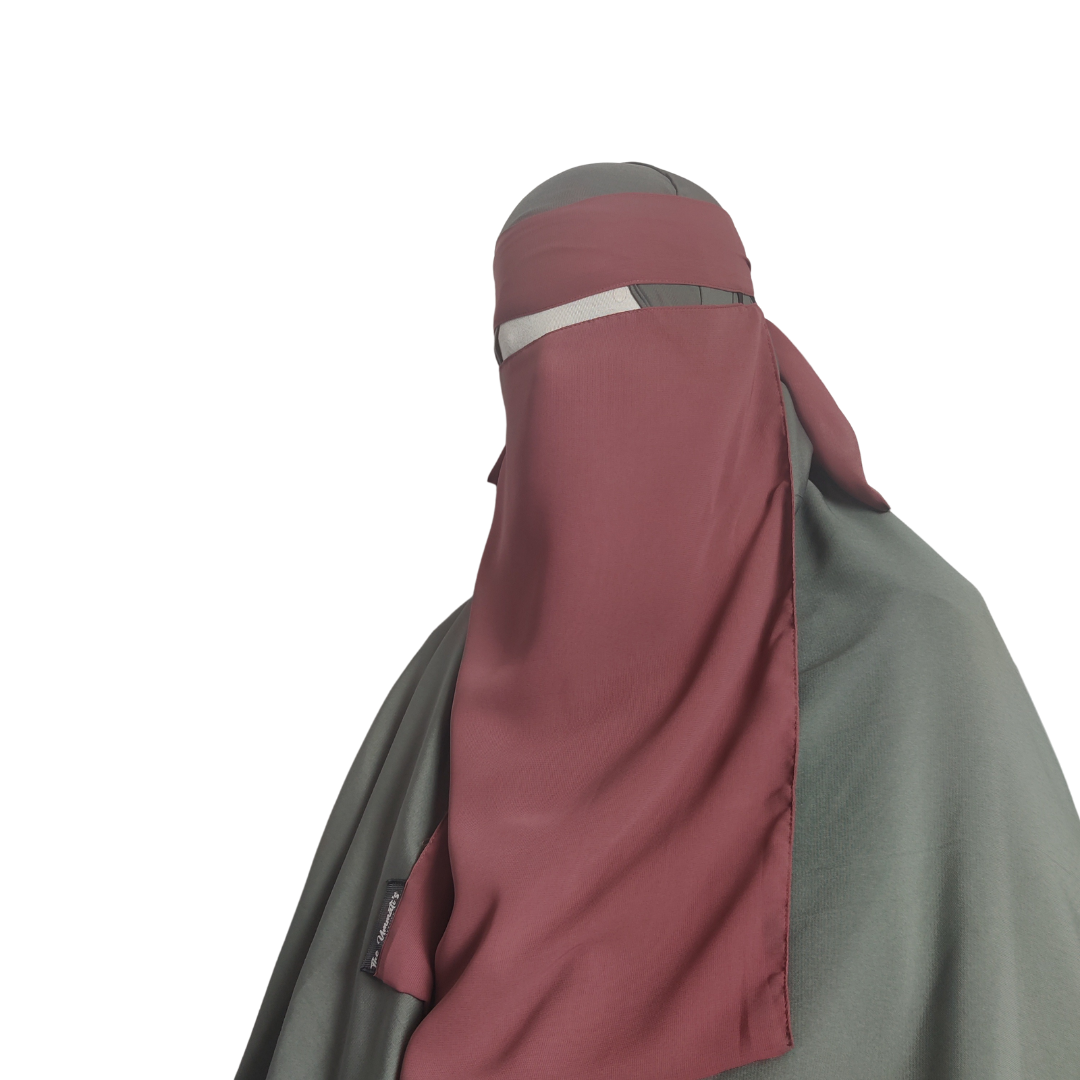 Elastic pull down Single Layer Niqab - Rose