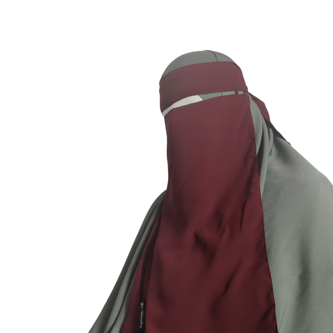 Elastic pull down Single Layer Niqab - Maroon