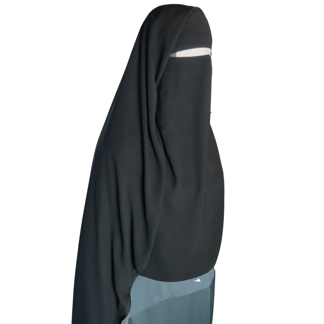 XL Two Layer Niqab - Black