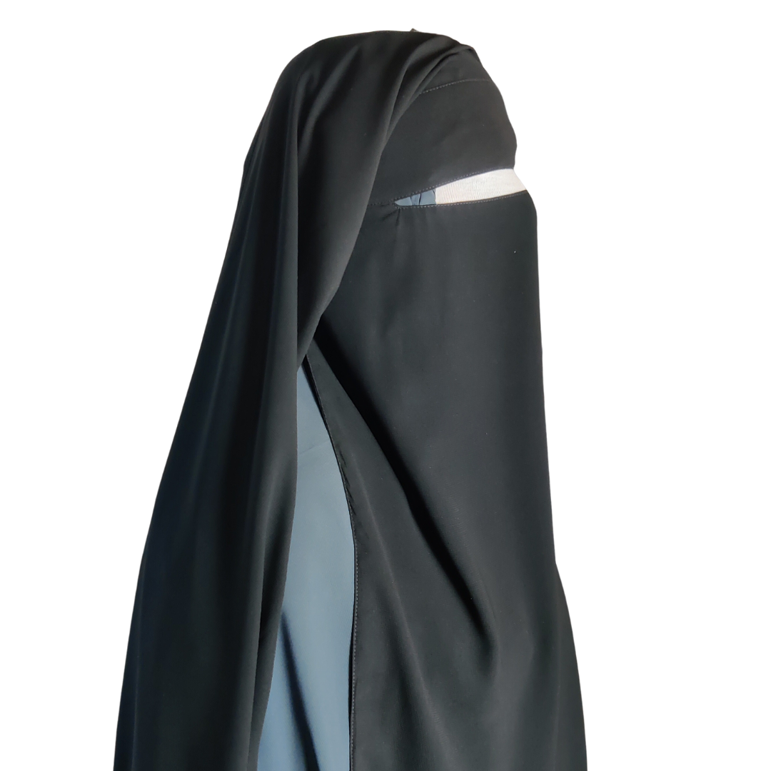 XL Two Layer Niqab - Black