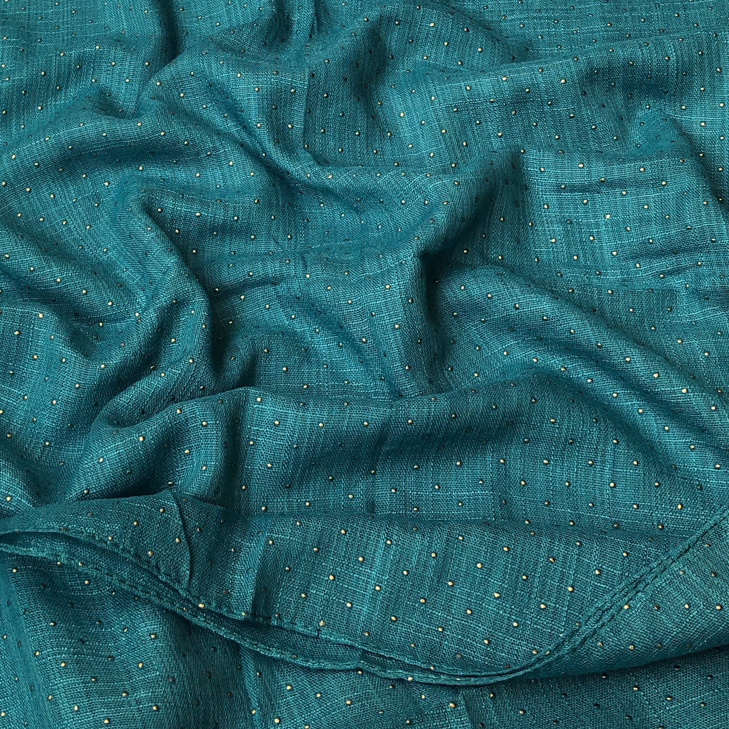 Gold Dotted Hijab - Teal
