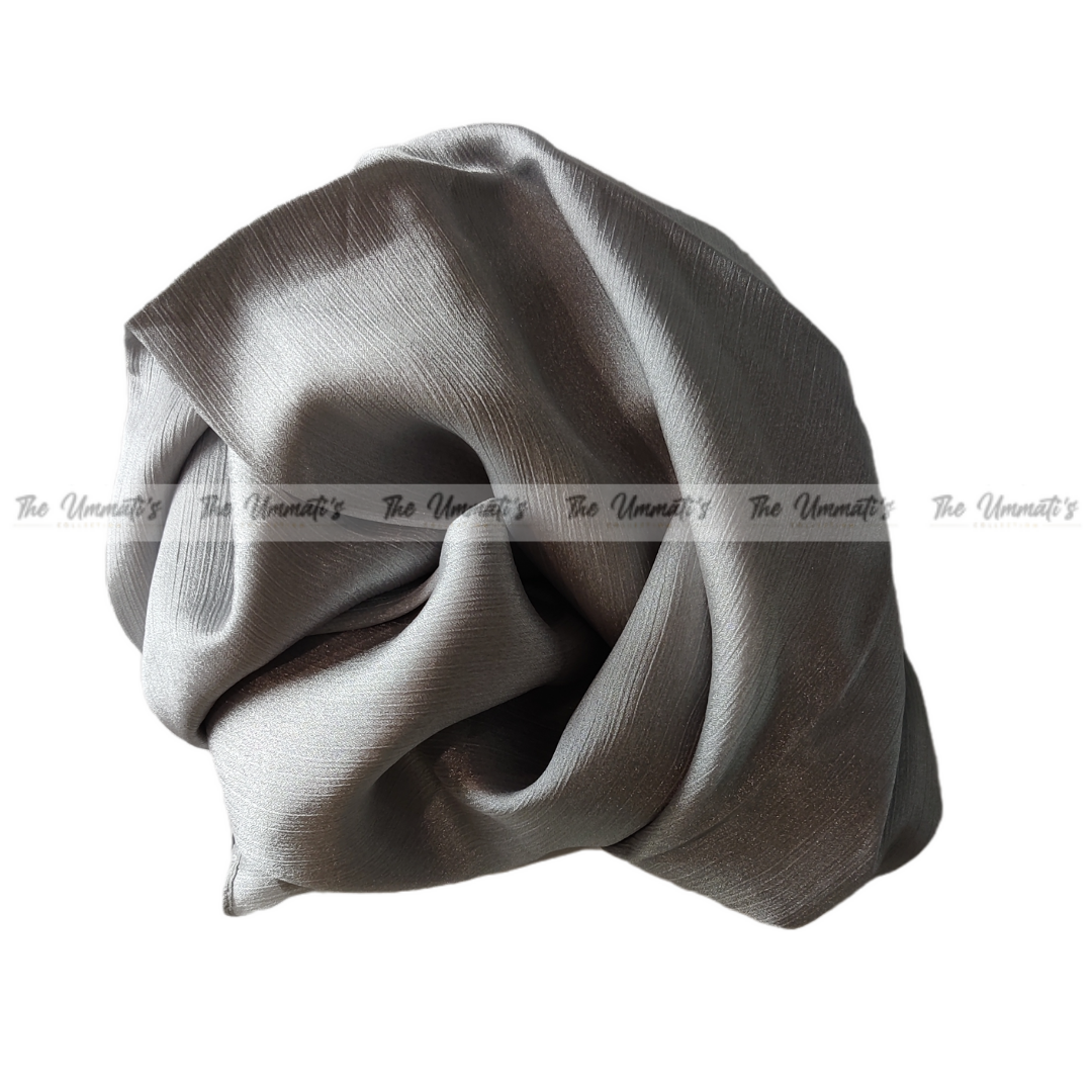 Crinkle Silk Hijab ( Pearl Silver )