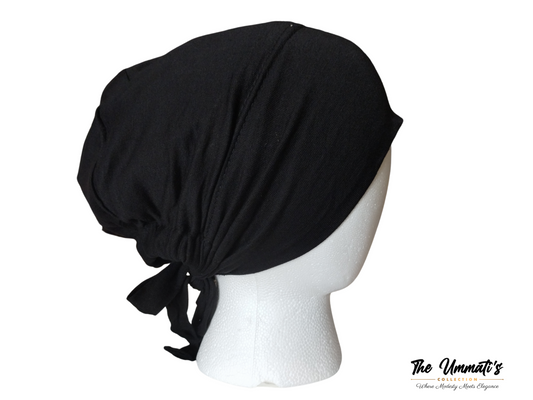 Satin Lined Hijab Undercap - Black