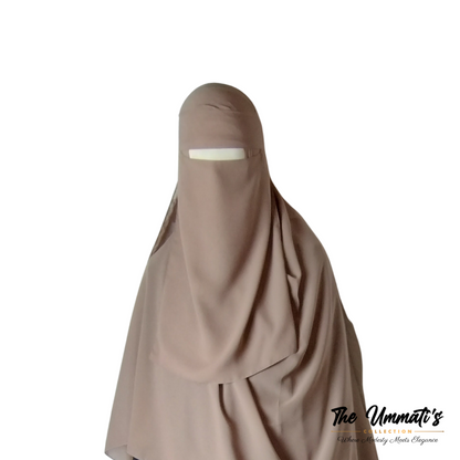 Long Single Layer Niqab (No Pinch) - Taupe