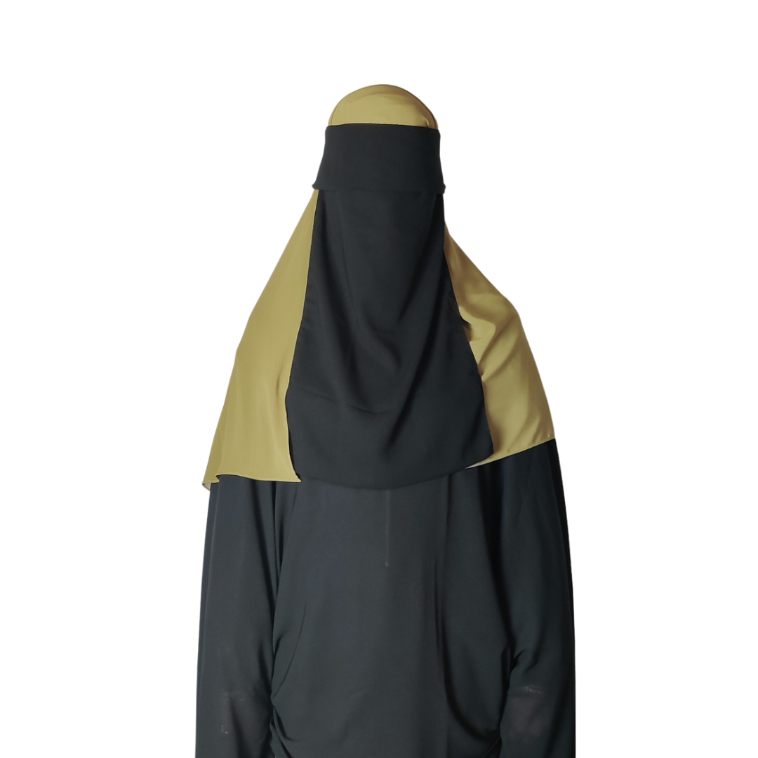 Flap Elastic pull down Single Layer Niqab - Black