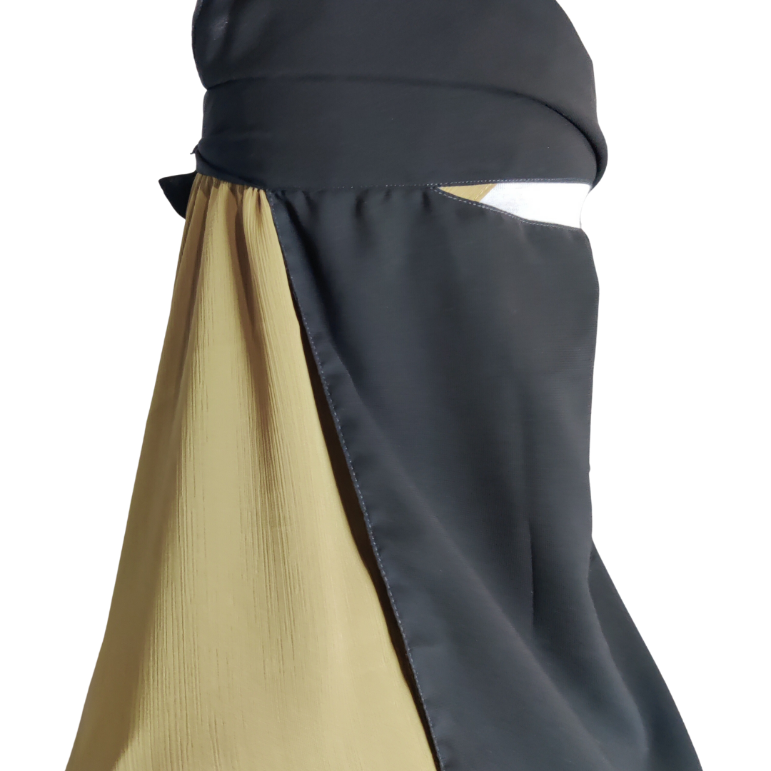 Flap Single Layer Niqab - Black