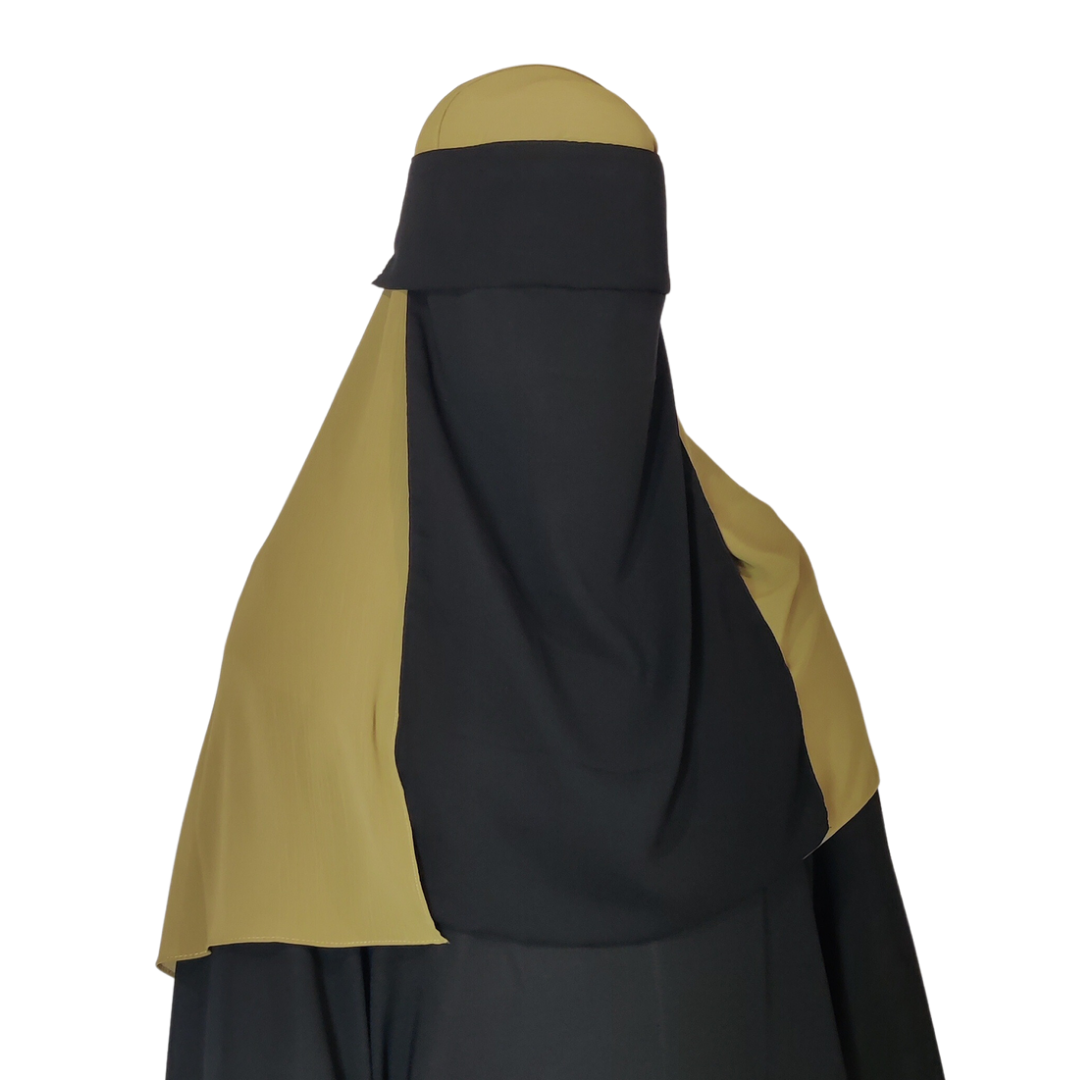 Flap Elastic pull down Single Layer Niqab - Black