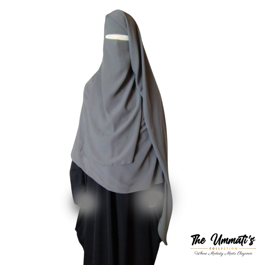 XL Two Layer Niqab - Gray
