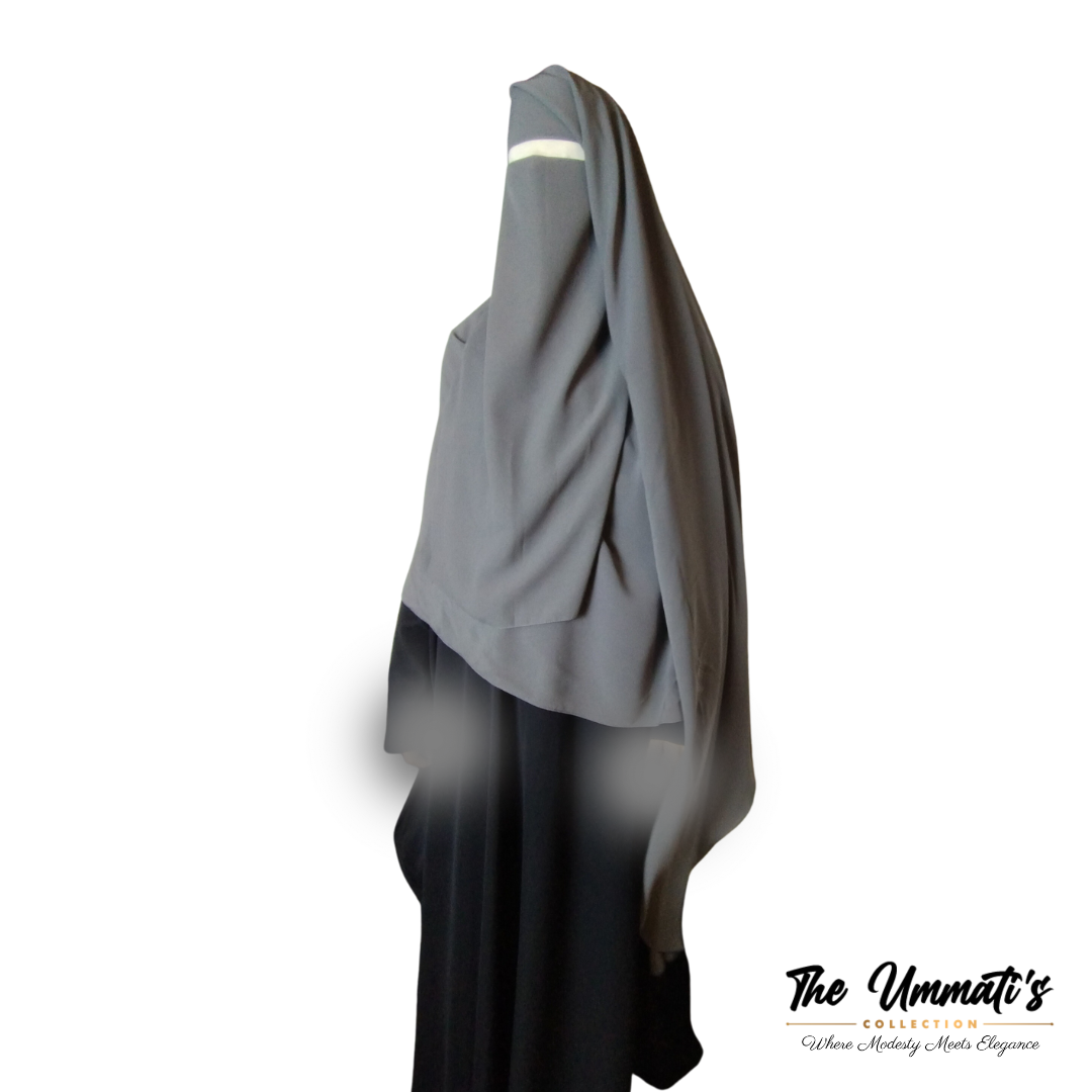 XL Two Layer Niqab - Gray