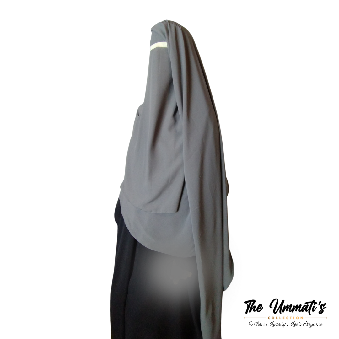 XL Two Layer Niqab - Gray