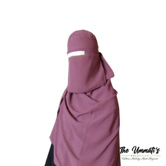 Short Single Layer Niqab (No Pinch) - Rose
