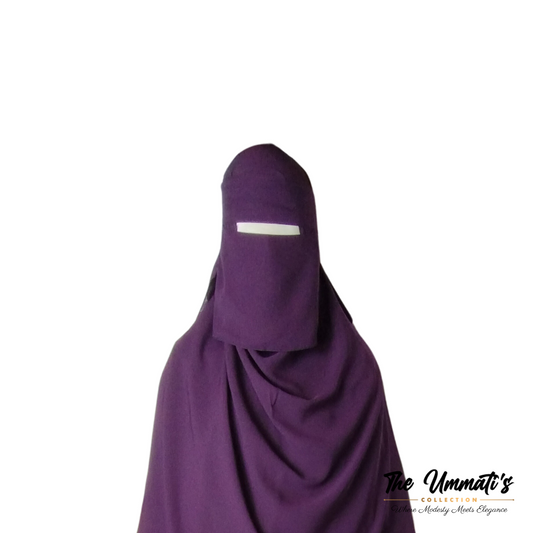 Short Single Layer Niqab (No Pinch) - Purple