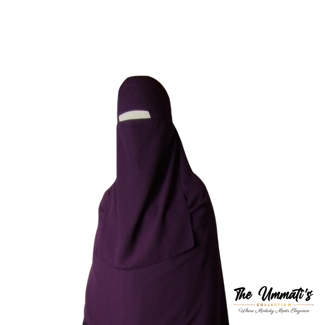 Long Single Layer Niqab (No Pinch) - Purple