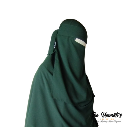 Long Single Layer Niqab (No Pinch) - Green