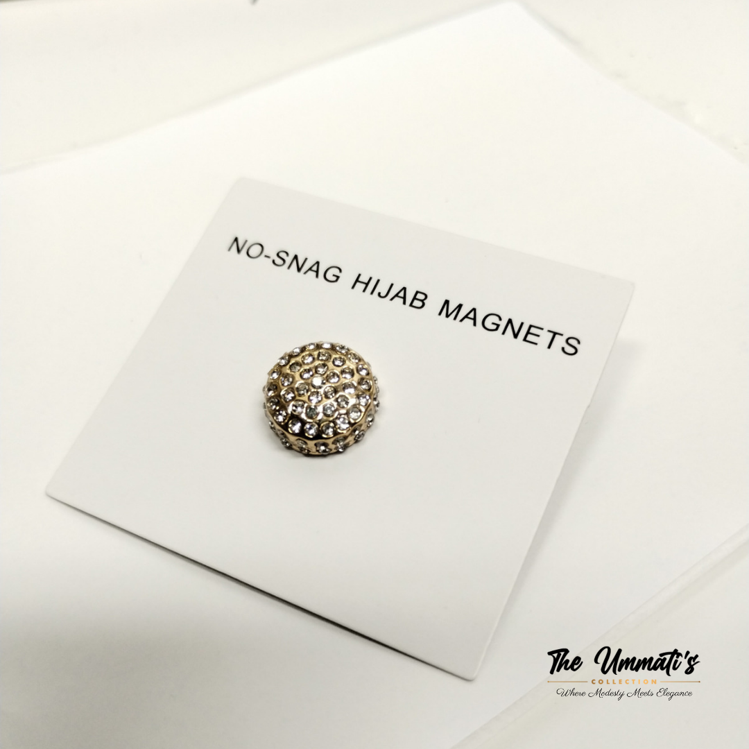 Embellished Crystal No-Snag Hijab Magnet - Gold