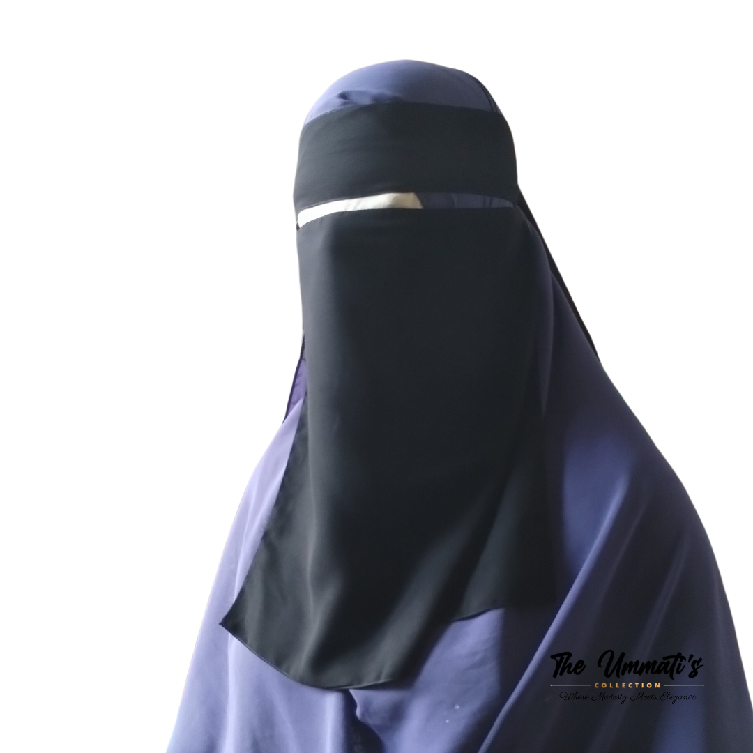 Elastic pull down Single Layer Niqab - Black