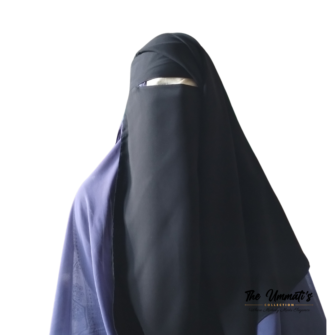 Medium Two layer Niqab - Black