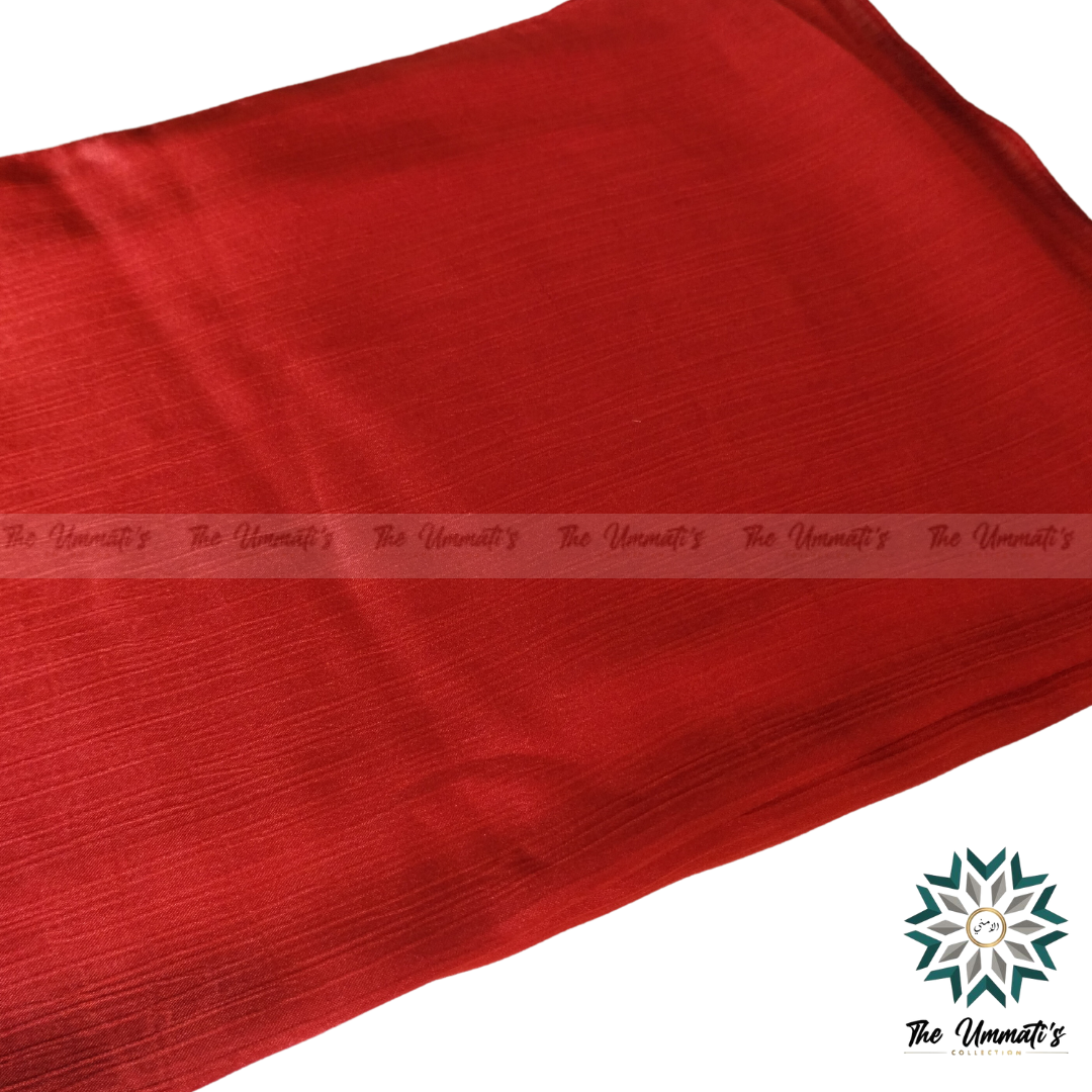 Textured Satin Hijab - Scarlet Red