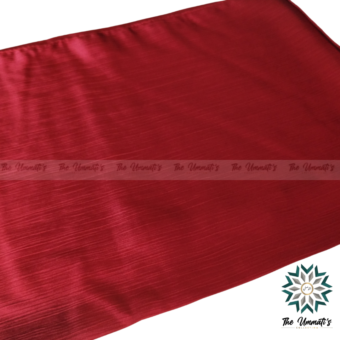 Textured Satin Hijab - Deep Red