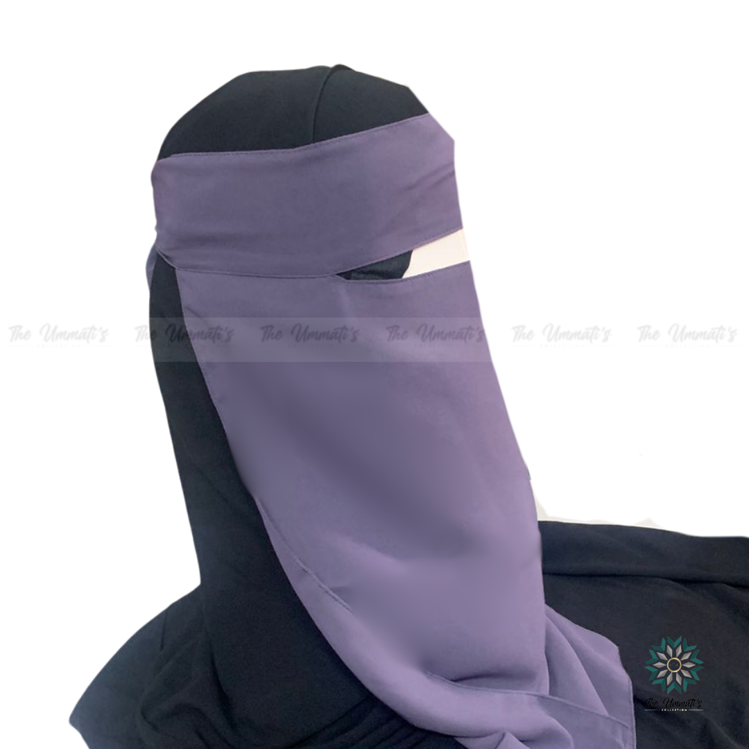 Long Single Layer Niqab (No Pinch) - Slate