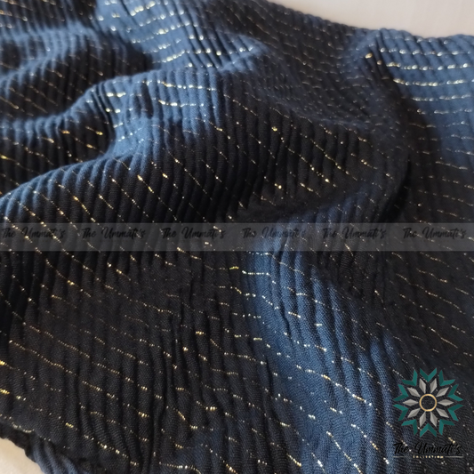 Gold Pinstripe Hijab - Navy