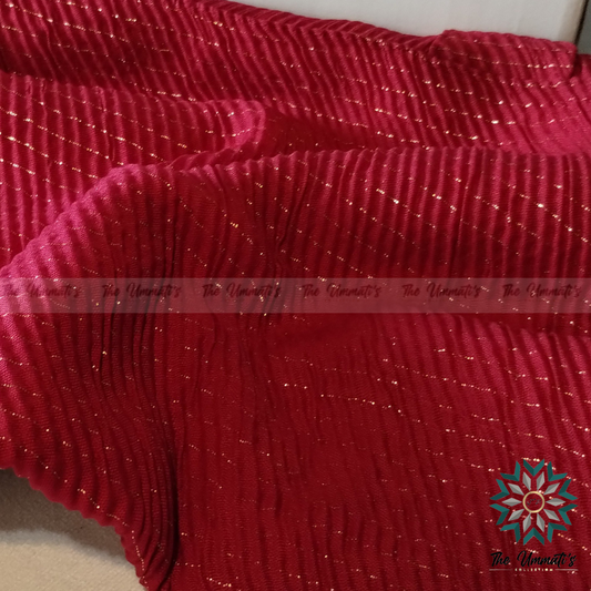 Gold Pinstripe Hijab - Red