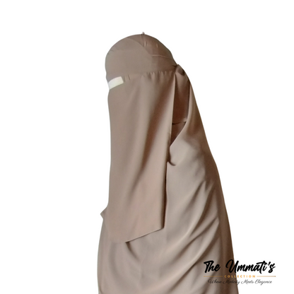 Long Single Layer Niqab (No Pinch) - Taupe