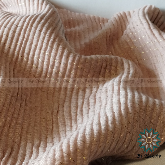 Gold Pinstripe Hijab - Powder Pink